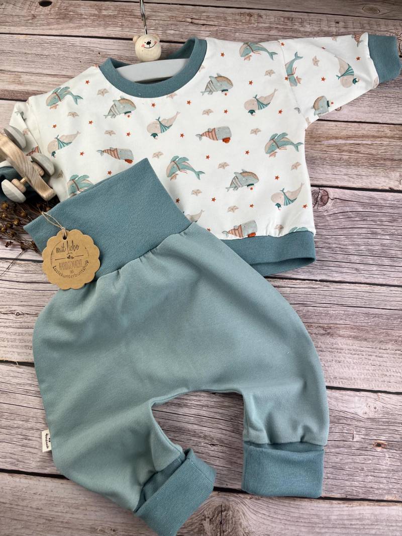 Baby Kinder Set Wale Jersey Sweater Hose Sweatshirt Babyhose Babyshirt Mitwachshose Babyset Babygeschenk Geburt Geburtstag Genderneutral von LuzieKunterbuntshop