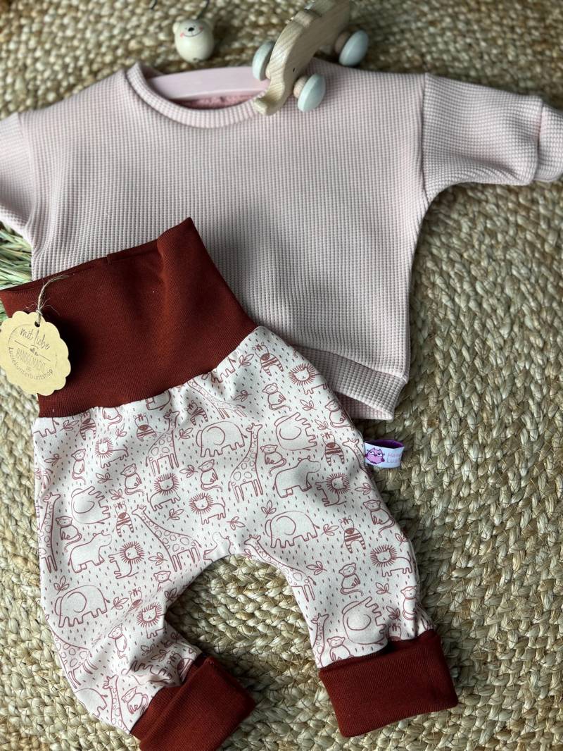 Baby Kinder Set Zootiere Waffeljersey Sweater Sweatshirt Babyhose Babyshirt Versch.größen Babykleidungbabyset Babygeschenk Geburt Babyparty von LuzieKunterbuntshop