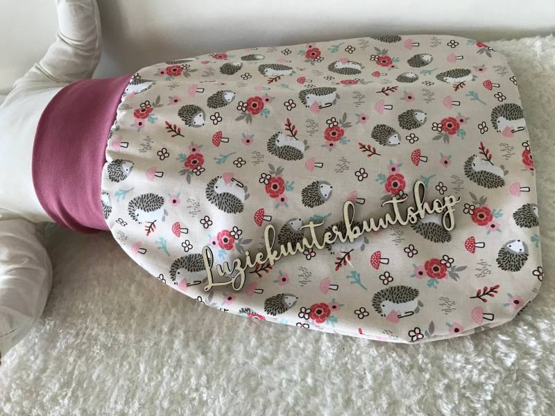 Pucksack Igel Waldtiere Pilze Schlafsack Strampelsack Baby 0-2Jahre Handmade Mädchen Baumwolle Kinder von LuzieKunterbuntshop