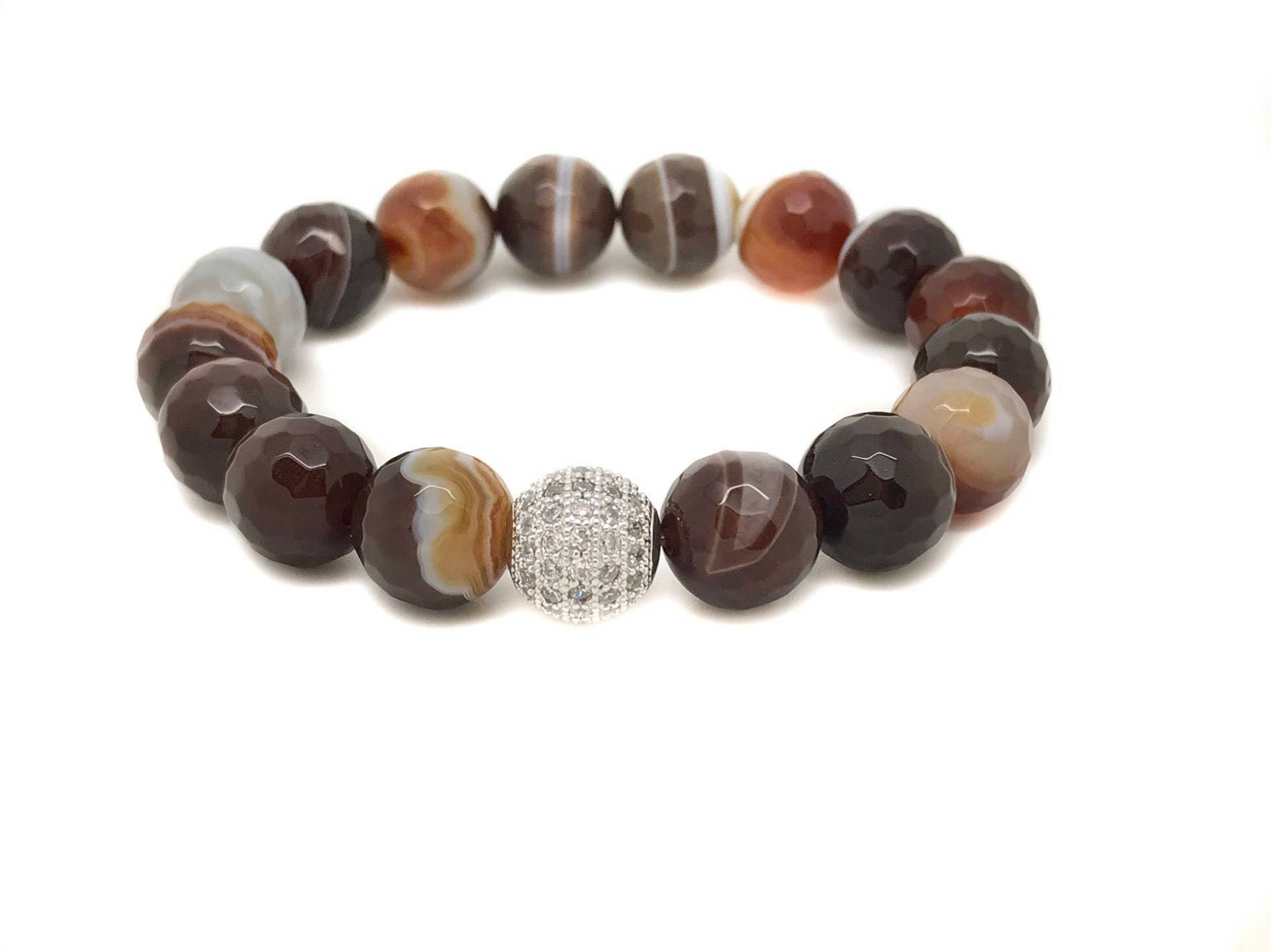 Braune Spitze Achat Armband, Frau Braun Stabilität Schmuck von Luzjewelrydesign