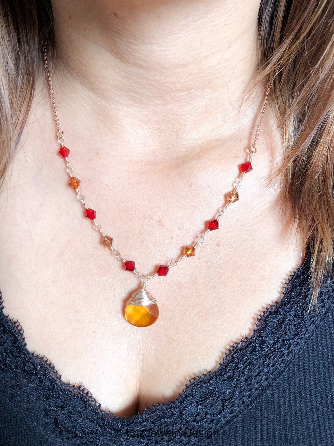 Gelbe Swarovski Halskette/Gelbgold Kette/Herbst Halskette, Gelbe Kristallhalskette, Schmuck/Orange Und Gelb von Luzjewelrydesign