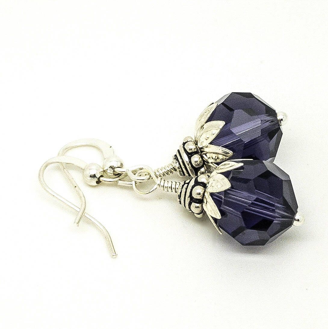Lila Sterling Silber Ohrringe, Lila Ohrringe Moderne Brautjungfer, Violett Lange Baumseider von Luzjewelrydesign