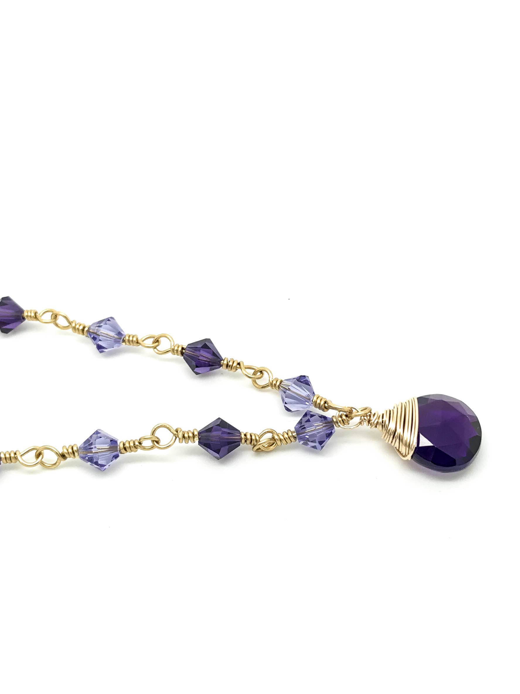 Lila Swarovski Gold Halskette, Schmuck Für Die Frau, Februar Lila Birthstone Mode Drahtwicklung von Luzjewelrydesign