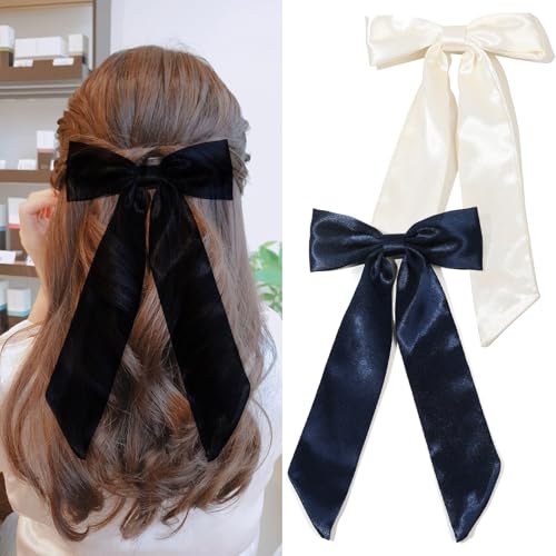 2 x Haarschleifen, Schleifen-Haarspange, schwarz-gold, große französische Haarspangen, Haarband, schwarze Haarschleife, Haarstyling-Zubehör für Damen und Mädchen 2 x Haarschleifen, Schleifen-Haarspange, schwarz-gold, große französische Haarspangen, Haarband, schwarze Haarschleife, Haarstyling-Zubehör für Damen und Mädchen von Luzvienzee