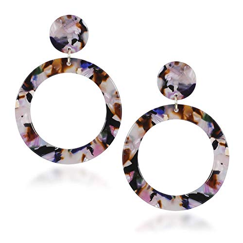 Damen Ohrringe Acryl Ohrringe böhmischen Stil Ohrstecker Doppelscheibe Anhänger Ohrringe Damenmode Schmuck Ohrringe (Multicolored) von Lv.unique