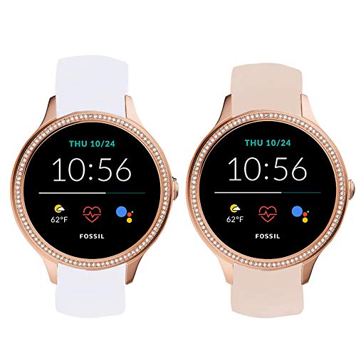 LvBu Armband Kompatibel Für Fossil Damen Gen 5E Samartwatch, Sport Silikon Classic Ersatz Uhrenarmband Für Fossil Damen Gen 5E Samartwatch Smartwatch (Weiß+Rosa) von LvBu