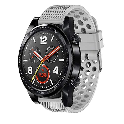 LvBu Armband Kompatibel Für Huawei Watch GT, Sport Silikon Classic Ersatz Uhrenarmband Für Huawei Watch GT Smartwatch (grau) von LvBu