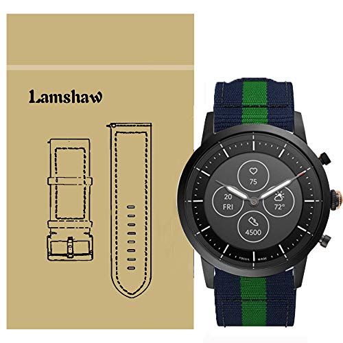 LvBu Armband Kompatibel für Fossil Collider HR, Nylon Strick Replacement Uhrenarmband für Fossil Hybrid Smartwatch HR Collider/Fossil Collider Hybrid Smartwatch (Blau+Grün+Blau) von LvBu