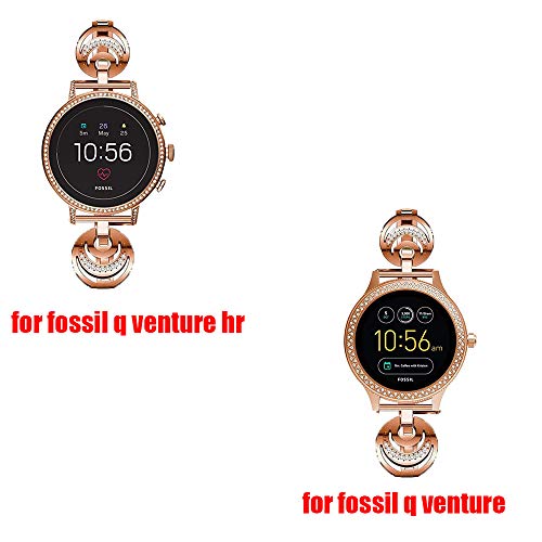 LvBu Armband Kompatibel für Fossil Q Venture, Damen Metall Band Premium Edelstahl Bracelet Gurt für Fossil Q Venture Gen 4 / Fossil Q Venture Gen 3 (Roségold) von LvBu