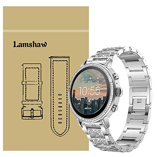 LvBu Armband Kompatibel für Fossil Q Venture, Damen Metall Band Premium Edelstahl Bracelet Gurt für Fossil Q Venture Gen 4 / Fossil Q Venture Gen 3 (Silber) von LvBu