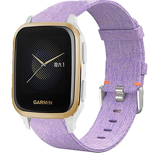 LvBu Armband Kompatibel für Garmin Venu SQ, Nylon Strick Replacement Uhrenarmband für Garmin Venu SQ Smartwatch (lila) von LvBu