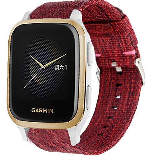 LvBu Armband Kompatibel für Garmin Venu SQ, Nylon Strick Replacement Uhrenarmband für Garmin Venu SQ Smartwatch (rot) von LvBu