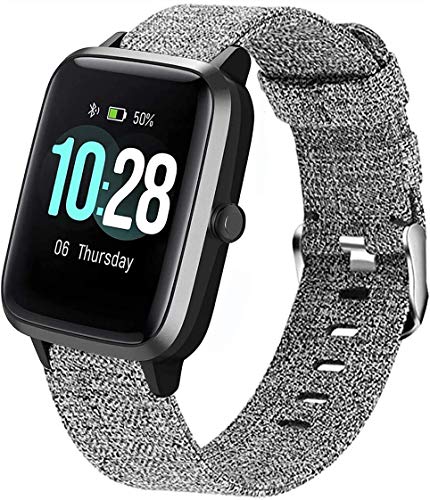 LvBu Armband Kompatibel für ID205L, Nylon Strick Replacement Uhrenarmband für ID205L/ willful SW021/ YAMAY SW021/LIFEBEE ID205L Smartwatch (grau) von LvBu