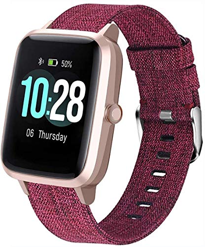 LvBu Armband Kompatibel für ID205L, Nylon Strick Replacement Uhrenarmband für ID205L/ willful SW021/ YAMAY SW021/LIFEBEE ID205L Smartwatch (rot) von LvBu