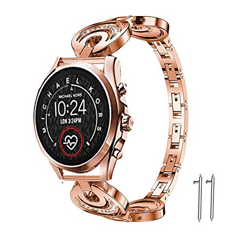 LvBu Armband Kompatibel für Michael Kors Bradshaw 2, Damen Metall Band Premium Edelstahl Bracelet Gurt für Michael Kors Access Gen 5 Bradshaw Smartwatch (Roségold) von LvBu