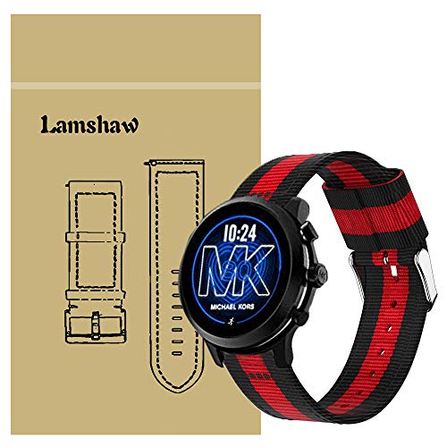 LvBu Armband Kompatibel für Michael Kors MKGO, Nylon Strick Replacement Uhrenarmband für MK Access MKGO Smartwatch (Schwarz+Rot+Schwarz) von LvBu