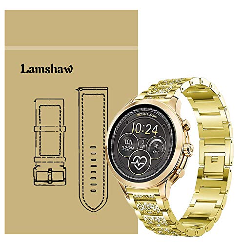 LvBu Armband Kompatibel für Michael Kors Runway, Damen Metall Band Premium Edelstahl Bracelet Gurt für Michael Kors Access Runway Smartwatch (Golden) von LvBu