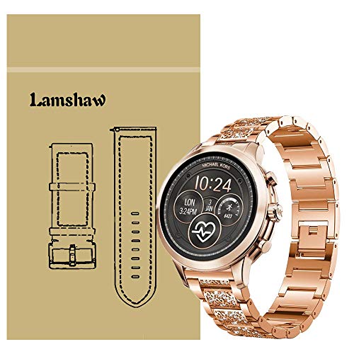 LvBu Armband Kompatibel für Michael Kors Runway, Damen Metall Band Premium Edelstahl Bracelet Gurt für Michael Kors Access Runway Smartwatch (Roségold) von LvBu