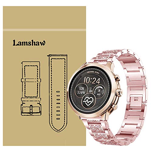 LvBu Armband Kompatibel für Michael Kors Runway, Damen Metall Band Premium Edelstahl Bracelet Gurt für Michael Kors Access Runway Smartwatch (Rosépink) von LvBu