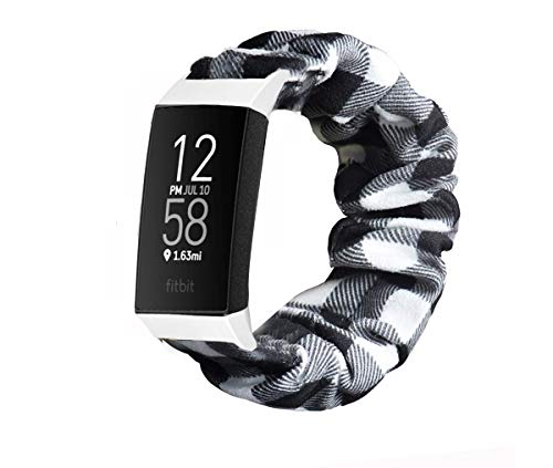 LvBu Armband Kompatibel mit Fitbit Charge 4, weiche Haargummis Uhrenarmband für Fitbit Charge 4 Smartwatch (Grid) von LvBu