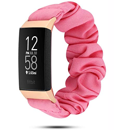 LvBu Armband Kompatibel mit Fitbit Charge 4, weiche Haargummis Uhrenarmband für Fitbit Charge 4 Smartwatch (Rosa) von LvBu
