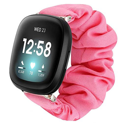 LvBu Armband Kompatibel mit Fitbit Sense/Versa 3, weiche Haargummis Uhrenarmband für Fitbit Sense/Versa 3 Smartwatch (Rosa) von LvBu