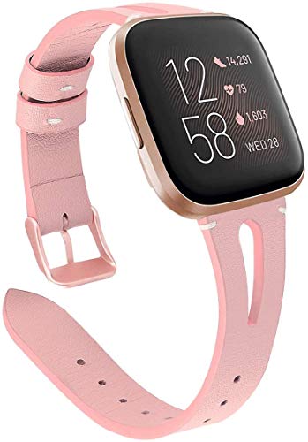 LvBu Armband Kompatibel mit Fitbit Versa 2, Quick Release Leder Classic Ersatz Uhrenarmband für Fitbit Versa 2 Smartwatch (Rosa) von LvBu