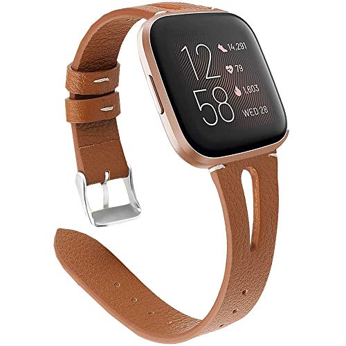 LvBu Armband Kompatibel mit Fitbit Versa 2, Quick Release Leder Classic Ersatz Uhrenarmband für Fitbit Versa 2 Smartwatch (braun) von LvBu