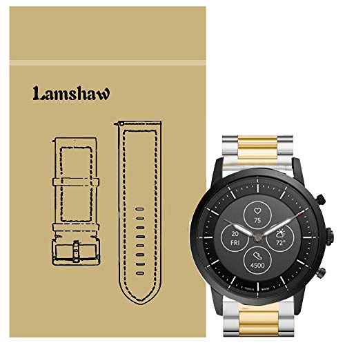 LvBu Armband Kompatibel mit Fossil Collider HR, Classic Edelstahl Uhrenarmband für Fossil Hybrid Smartwatch HR Collider/Fossil Collider Hybrid Smartwatch (Silber-Golden) von LvBu