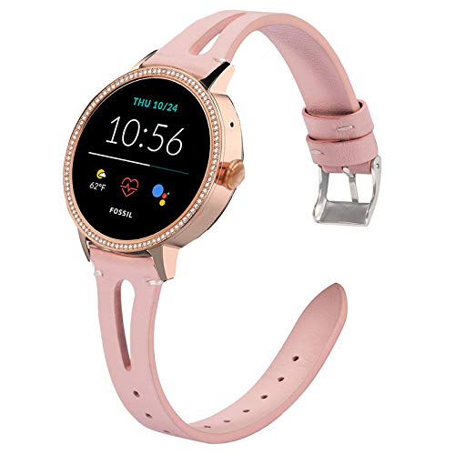 LvBu Armband Kompatibel mit Fossil Damen GEN 5E, Quick Release Leder Classic Ersatz Uhrenarmband für Fossil Damen GEN 5E Smartwatch (Rosa) von LvBu