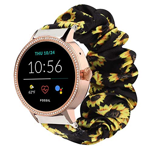 LvBu Armband Kompatibel mit Fossil Damen GEN 5E, weiche Haargummis Uhrenarmband für Fossil Damen GEN 5E Smartwatch (Sonnenblume) von LvBu