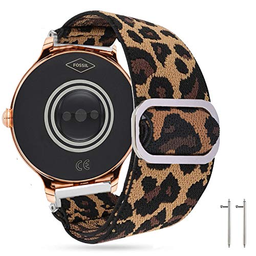 LvBu Armband Kompatibel mit Fossil Damen Gen 5E, Einstellbar Stoff Armbänder, Weich und Dehnbar Elastizität Ersatzband für Fossil Damen Gen 5E Smartwatch (Leopard) von LvBu