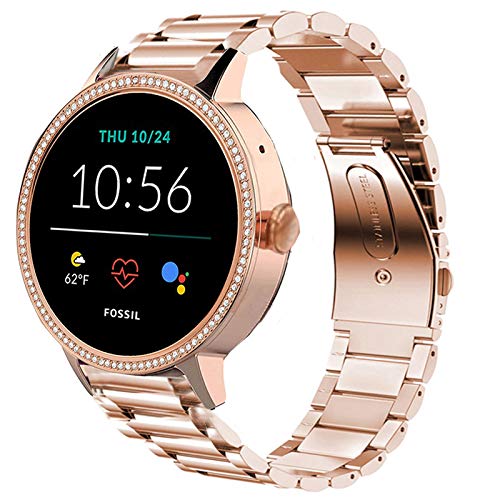 LvBu Armband Kompatibel mit Fossil Damen Gen 5E Smartwatch, Classic Edelstahl Uhrenarmband für Fossil Damen Gen 5E Smartwatch (Roségold) von LvBu