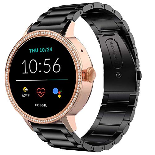 LvBu Armband Kompatibel mit Fossil Damen Gen 5E Smartwatch, Classic Edelstahl Uhrenarmband für Fossil Damen Gen 5E Smartwatch (schwarz) von LvBu