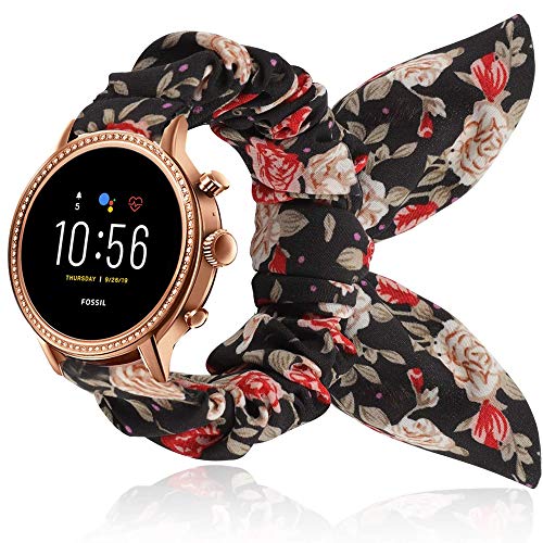 LvBu Armband Kompatibel mit Fossil Julianna HR, weiche niedlichen Bogenknoten Haargummis Uhrenarmband für Fossil Gen 5 Julianna HR (Blume) von LvBu