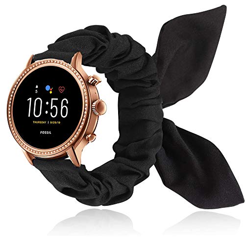 LvBu Armband Kompatibel mit Fossil Julianna HR, weiche niedlichen Bogenknoten Haargummis Uhrenarmband für Fossil Gen 5 Julianna HR (schwarz) von LvBu