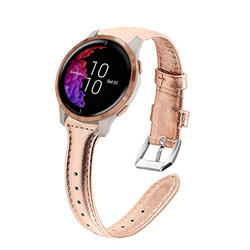 LvBu Armband Kompatibel mit Garmin Venu, Quick Release Leder Classic Ersatz Uhrenarmband für Garmin Venu Smartwatch (Roségold) von LvBu