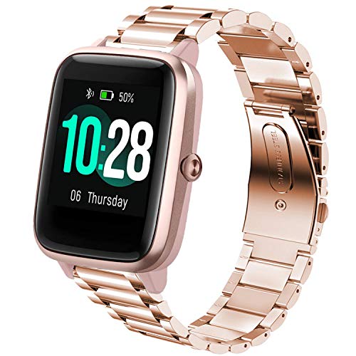 LvBu Armband Kompatibel mit ID205L, Classic Edelstahl Uhrenarmband für ID205L/ willful SW021/ YAMAY SW021/LIFEBEE ID205L/PUTARE ID205 / Fitpolo ID205L Smartwatch (Roségold) von LvBu