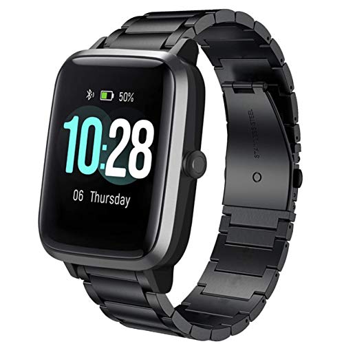 LvBu Armband Kompatibel mit ID205L, Classic Edelstahl Uhrenarmband für ID205L/ willful SW021/ YAMAY SW021/LIFEBEE ID205L / Fitpolo ID205L Smartwatch (schwarz) von LvBu