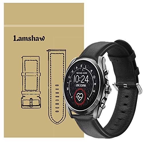 LvBu Armband Kompatibel mit Michael Kors Bradshaw 2, Quick Release Leder Classic Ersatz Uhrenarmband für Michael Kors Access Gen 5 Bradshaw Smartwatch (Schwarz) von LvBu