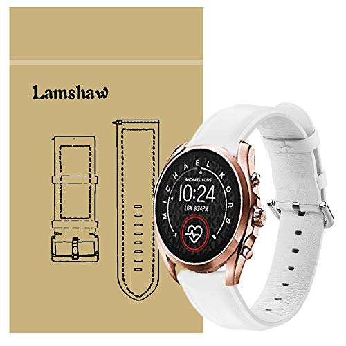 LvBu Armband Kompatibel mit Michael Kors Bradshaw 2, Quick Release Leder Classic Ersatz Uhrenarmband für Michael Kors Access Gen 5 Bradshaw Smartwatch (Weiß) von LvBu