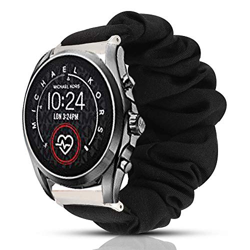 LvBu Armband Kompatibel mit Michael Kors Bradshaw 2, weiche Haargummis Uhrenarmband für Michael Kors Bradshaw 2 Smartwatch (Schwarz) von LvBu