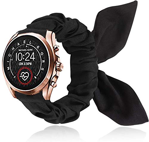 LvBu Armband Kompatibel mit Michael Kors Bradshaw 2, weiche niedlichen Bogenknoten Haargummis Uhrenarmband für Michael Kors Access Gen 5 Bradshaw Smartwatch (Schwarz) von LvBu