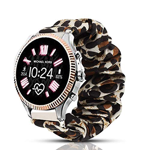 LvBu Armband Kompatibel mit Michael Kors Lexington, weiche Haargummis Uhrenarmband für Michael Kors Access Gen 5 Lexington (Leopard) von LvBu