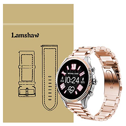 LvBu Armband Kompatibel mit Michael Kors Lexington 2, Classic Edelstahl Uhrenarmband für MK Lexington 2 Smartwatch (Roségold) von LvBu