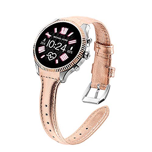 LvBu Armband Kompatibel mit Michael Kors Lexington 2, Quick Release Leder Classic Ersatz Uhrenarmband für MK Access Lexington 2 Smartwatch (Roségold) von LvBu