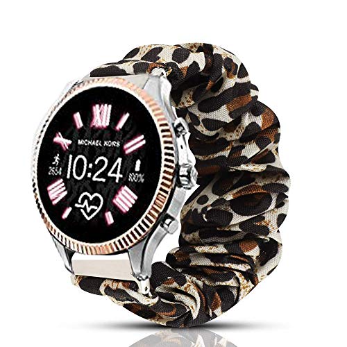 LvBu Armband Kompatibel mit Michael Kors Lexington 2, weiche Haargummis Uhrenarmband für MK Lexington 2 Smartwatch (Leopard) von LvBu