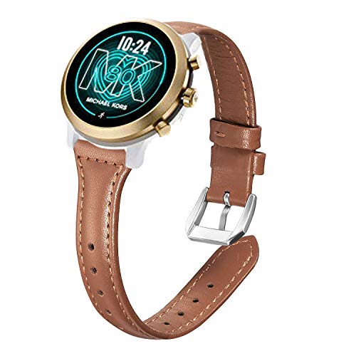 LvBu Armband Kompatibel mit Michael Kors MKGO, Quick Release Leder Classic Ersatz Uhrenarmband für Michael Kors Access MKGO Smartwatch (Braun) von LvBu