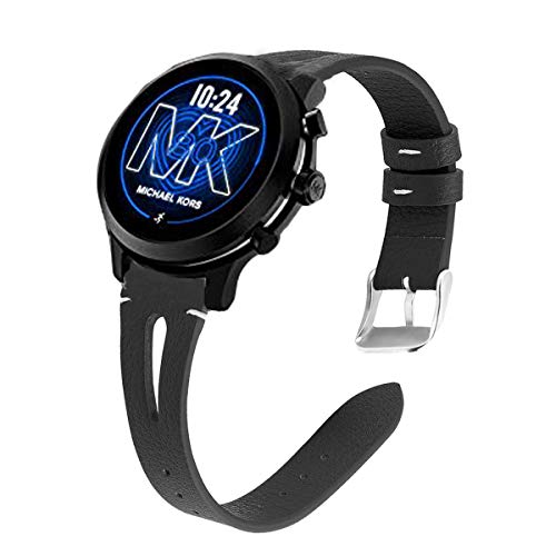 LvBu Armband Kompatibel mit Michael Kors MKGO, Quick Release Leder Classic Ersatz Uhrenarmband für Michael Kors Access MKGO Smartwatch (Schwarz) von LvBu