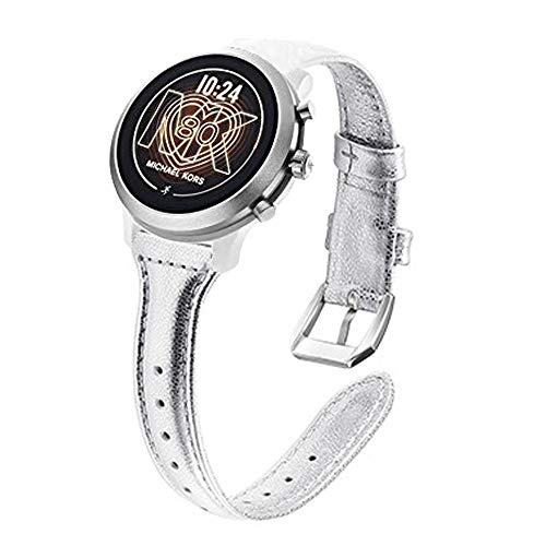 LvBu Armband Kompatibel mit Michael Kors MKGO, Quick Release Leder Classic Ersatz Uhrenarmband für Michael Kors Access MKGO Smartwatch (Silber) von LvBu